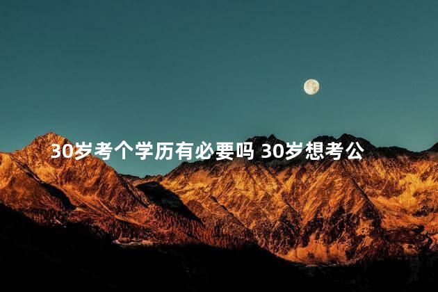 30岁考个学历有必要吗 30岁想考公务员